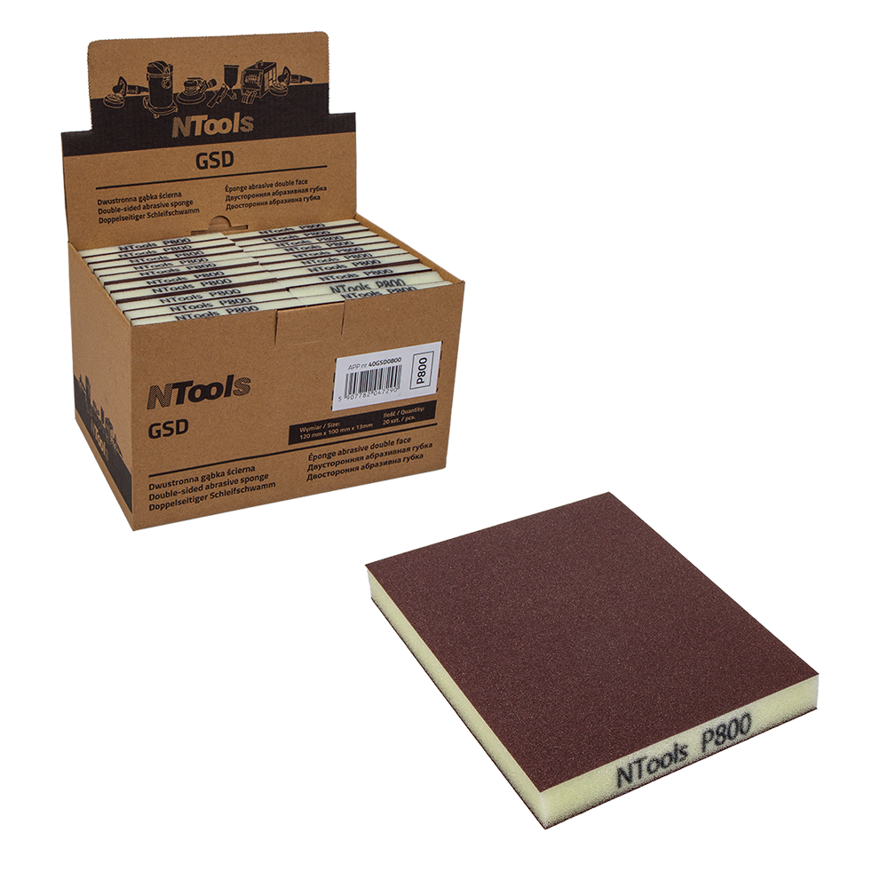 Éponge abrasive double face NTools GSD - Bloc de poncage très souple, 20 pcs