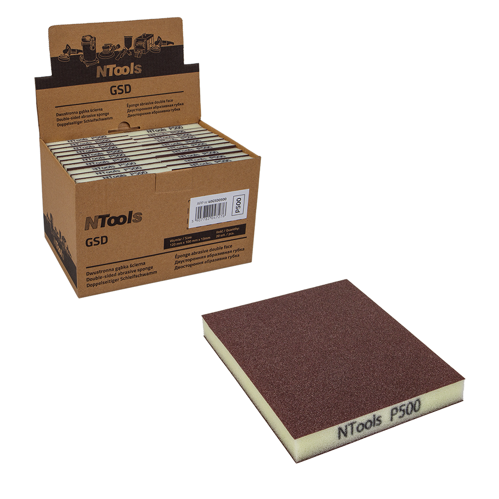 Éponge abrasive double face NTools GSD - Bloc de poncage très souple, 20 pcs