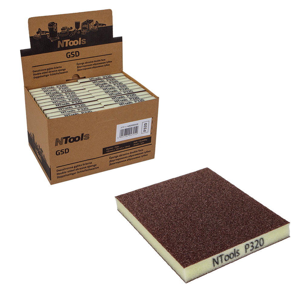 Éponge abrasive double face NTools GSD - Bloc de poncage très souple, 20 pcs