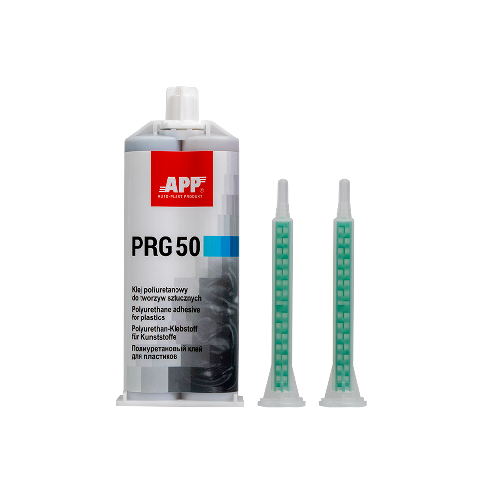 Colle polyuréthane bi-composant pour plastiques APP PRG50 - Prise rapide, 50 ml