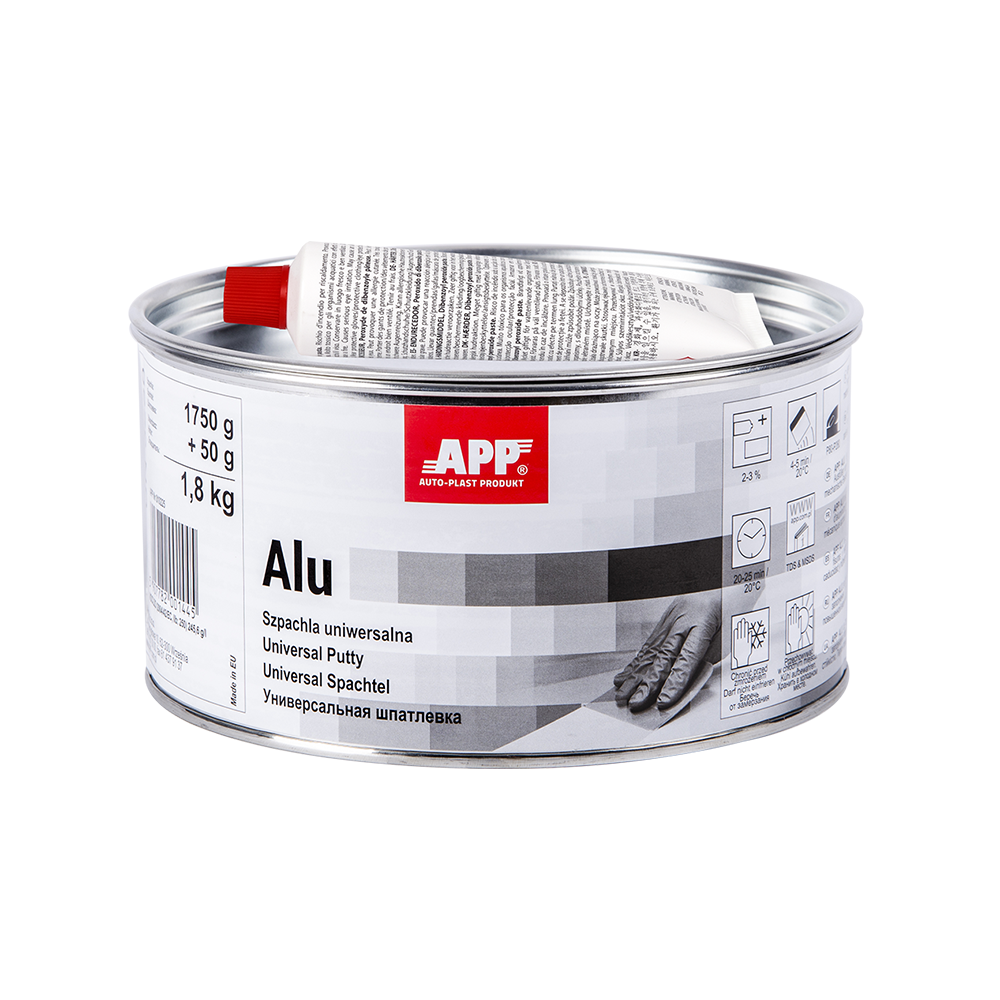 Mastic carrosserie voiture avec de la poussire d'aluminium Gris APP Alu 1,8kg