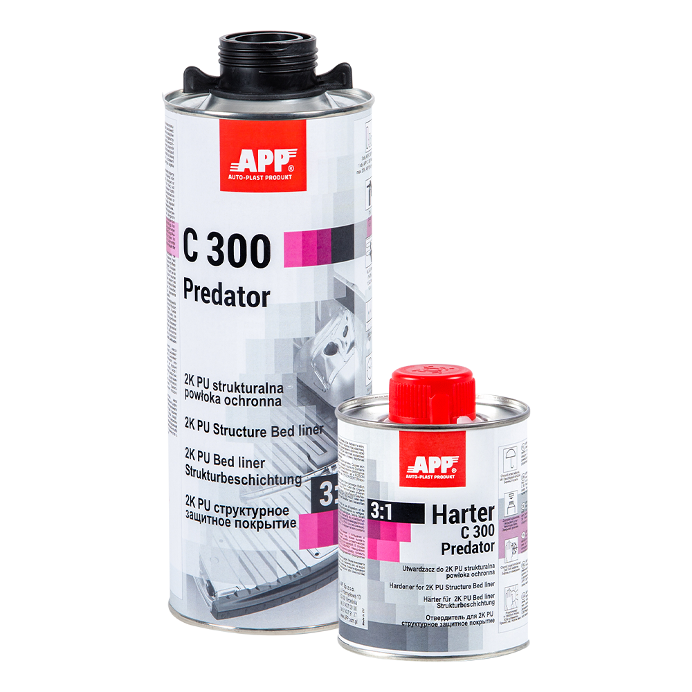 APP Predator C300 3:1 + Durcisseur – Revêtement PU 2K structuré haute résistance (Noir)