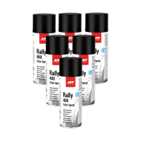 Lot de 6 Bombe de peinture noire maté APP Rally 400 - Peinture acrylique, 400 ml
