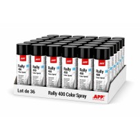 Lot de 36 Bombe de peinture noire brillante APP Rally 400 - Peinture acrylique, 400 ml