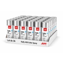 Lot de 36 Bombe de peinture argentée pour jantes brillante APP Rally 400 - Peinture acrylique, 400 ml