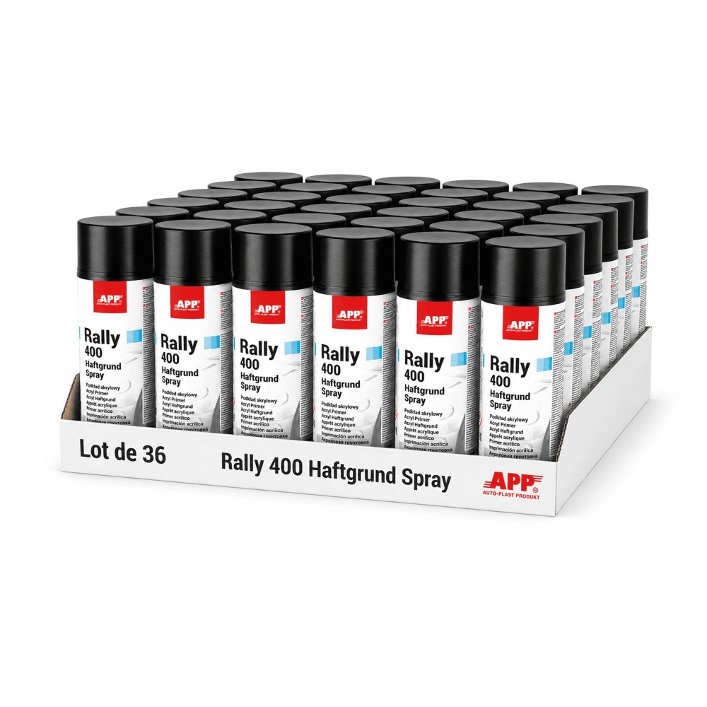 Lot de Apprêt acrylique en bombe APP Rally 400 Haftgrund - Forte adhérence, facile à poncer, 400 ml