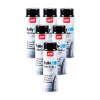 Lot de 6 Bombe de peinture noire brillante APP Rally - Peinture acrylique, 500 ml
