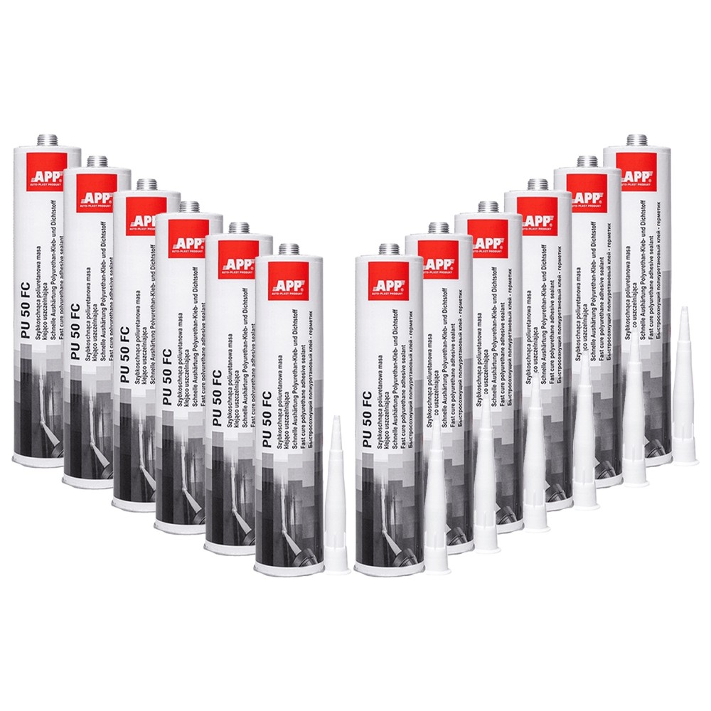 Lot de Colle mastic polyuréthane APP PU 50 FC - Prise rapide, en cartouche, 310 ml