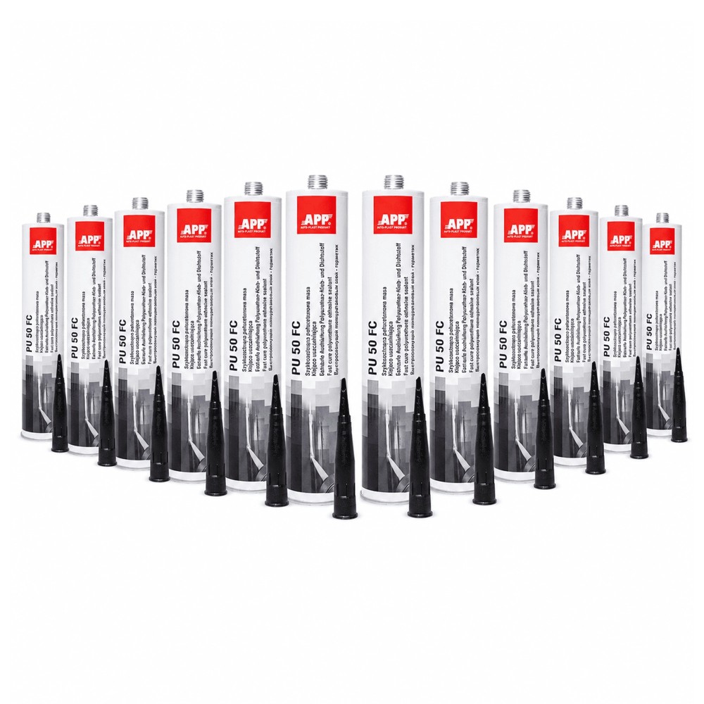 Lot de Colle mastic polyuréthane APP PU 50 FC - Prise rapide, en cartouche, 310 ml