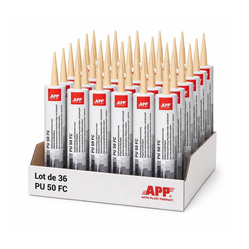 Lot de Colle mastic polyuréthane APP PU 50 FC - Prise rapide, en cartouche, 310 ml