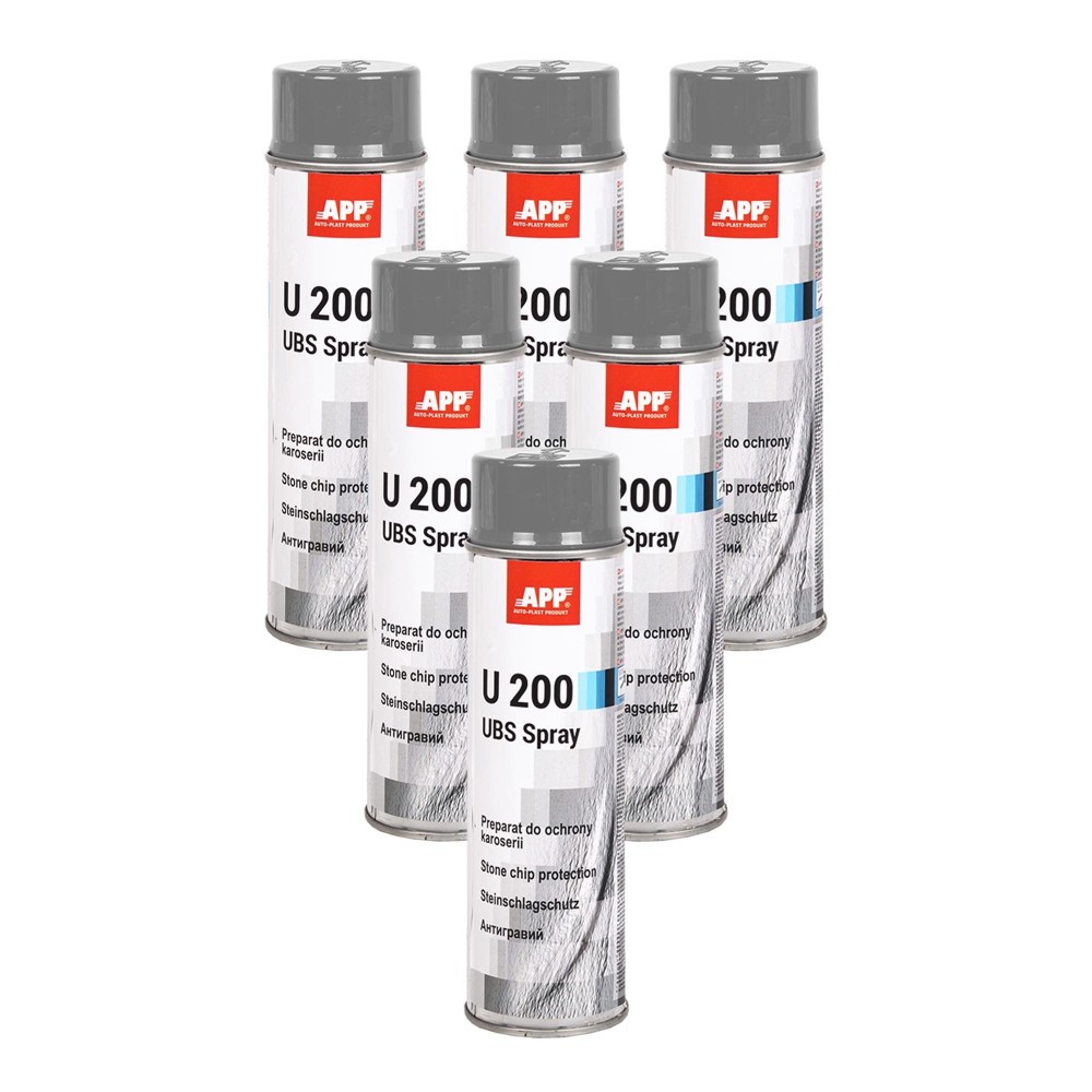 Lot de Protection anti-gravillon en bombe APP U200 UBS Spray - Pour bas de caisse et carrosserie, recouvrable, 500 ml