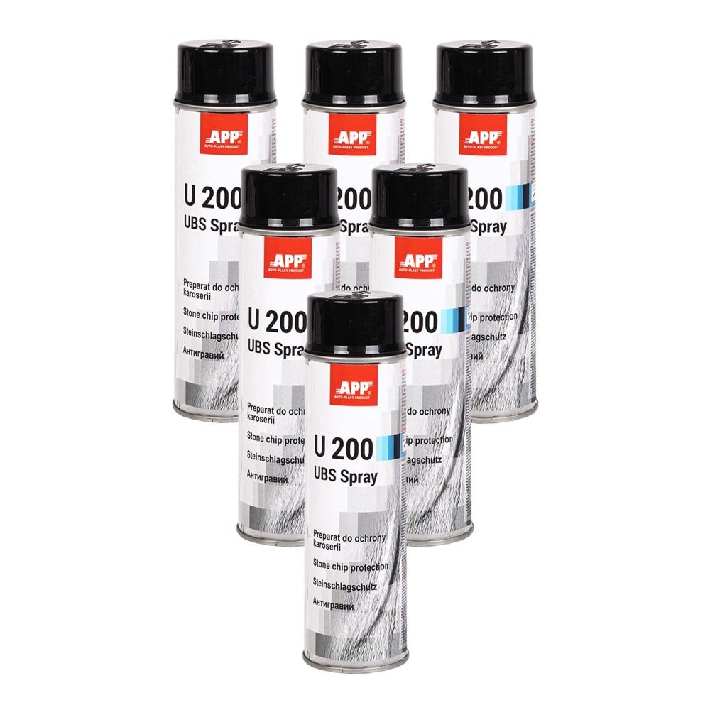 Lot de Protection anti-gravillon en bombe APP U200 UBS Spray - Pour bas de caisse et carrosserie, recouvrable, 500 ml