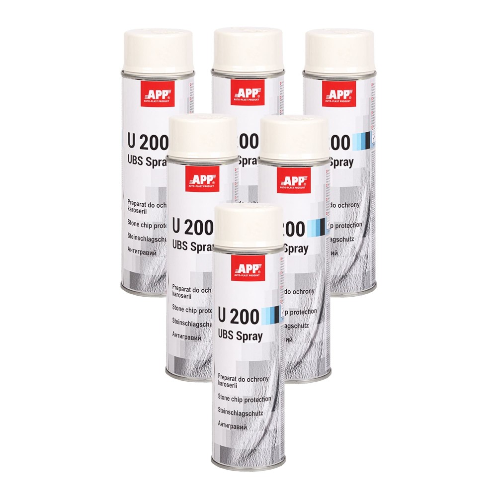 Lot de Protection anti-gravillon en bombe APP U200 UBS Spray - Pour bas de caisse et carrosserie, recouvrable, 500 ml