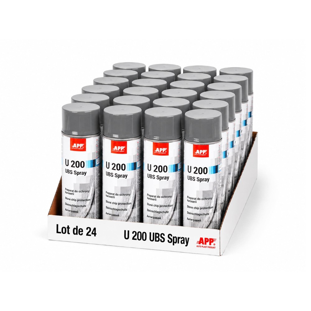 Lot de Protection anti-gravillon en bombe APP U200 UBS Spray - Pour bas de caisse et carrosserie, recouvrable, 500 ml