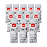 Lot de 12 Apprêt garnissant anticorrosion 1K en bombe  gris clair APP Primer Filler Spray - Adhérence multi-supports, séchage rapide, 400 ml