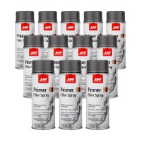 Lot de 12 Apprêt garnissant anticorrosion 1K en bombe gris foncé APP Primer Filler Spray - Adhérence multi-supports, séchage rapide, 400 ml