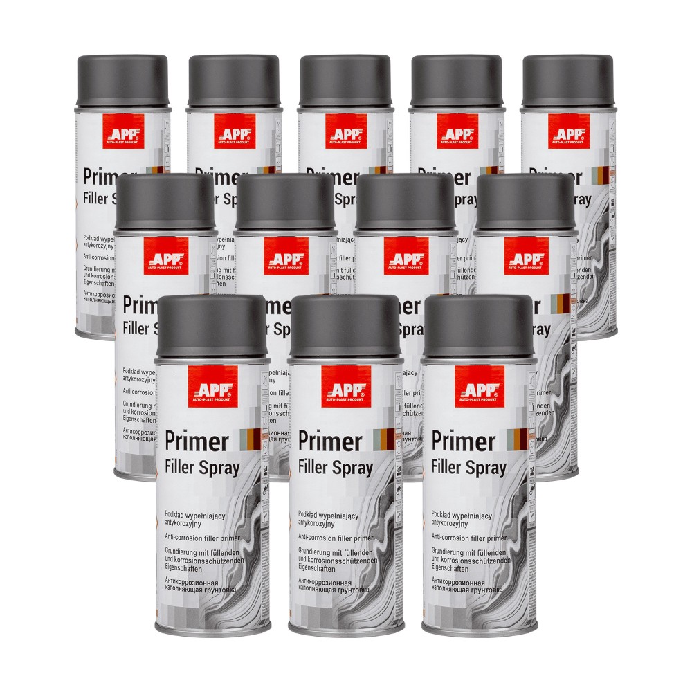 Lot de Apprêt garnissant anticorrosion en bombe APP Primer Filler - Adhérence multi-supports, séchage rapide, 400 ml