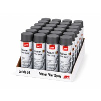 Lot de 24 Apprêt garnissant anticorrosion 1K en bombe gris foncé APP Primer Filler Spray - Adhérence multi-supports, séchage rapide, 400 ml