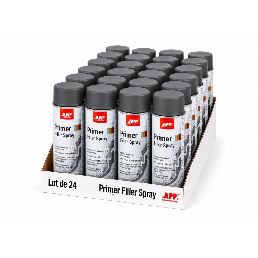 Lot de Apprêt garnissant anticorrosion en bombe APP Primer Filler - Adhérence multi-supports, séchage rapide, 400 ml