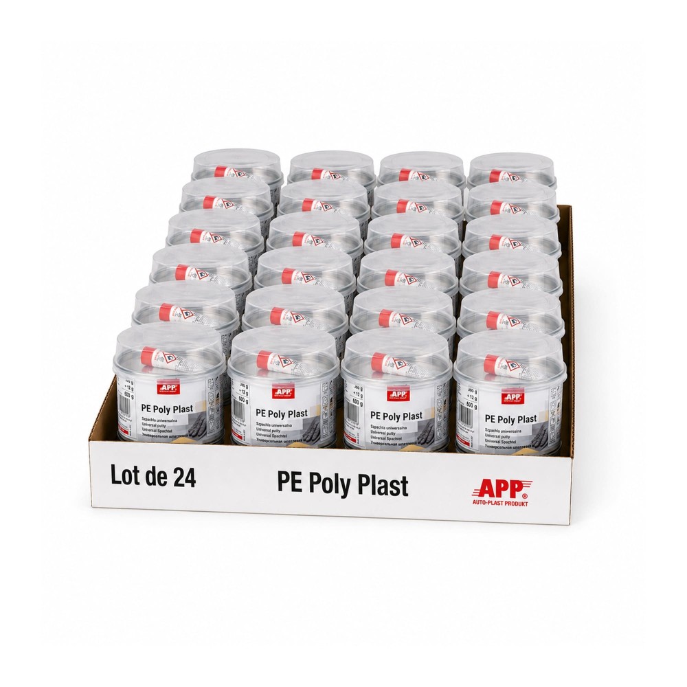 Lot de Mastic APP Poly Plast - Grain moyen et souplesse moyenne, pour carrosserie voiture