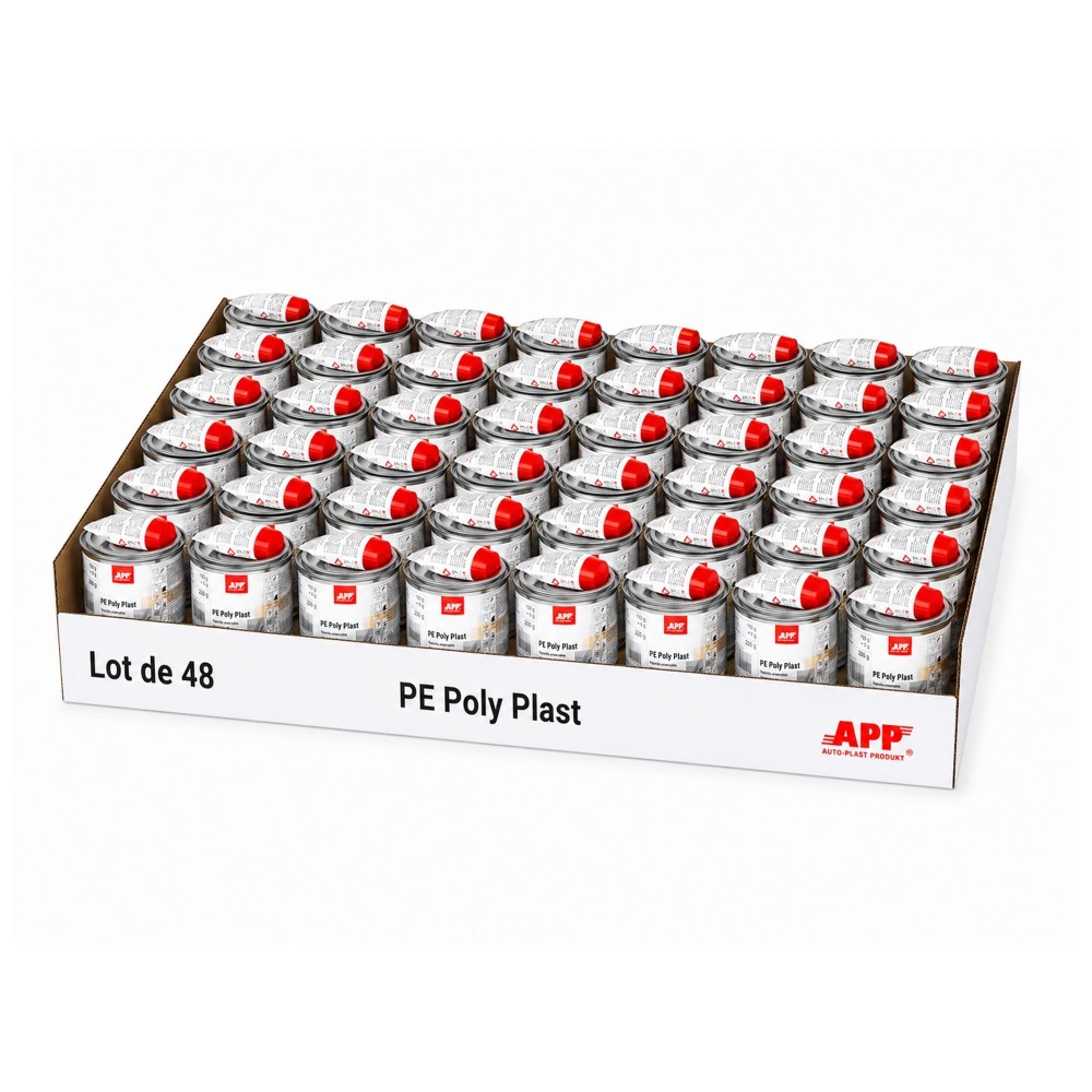 Lot de Mastic APP Poly Plast - Grain moyen et souplesse moyenne, pour carrosserie voiture