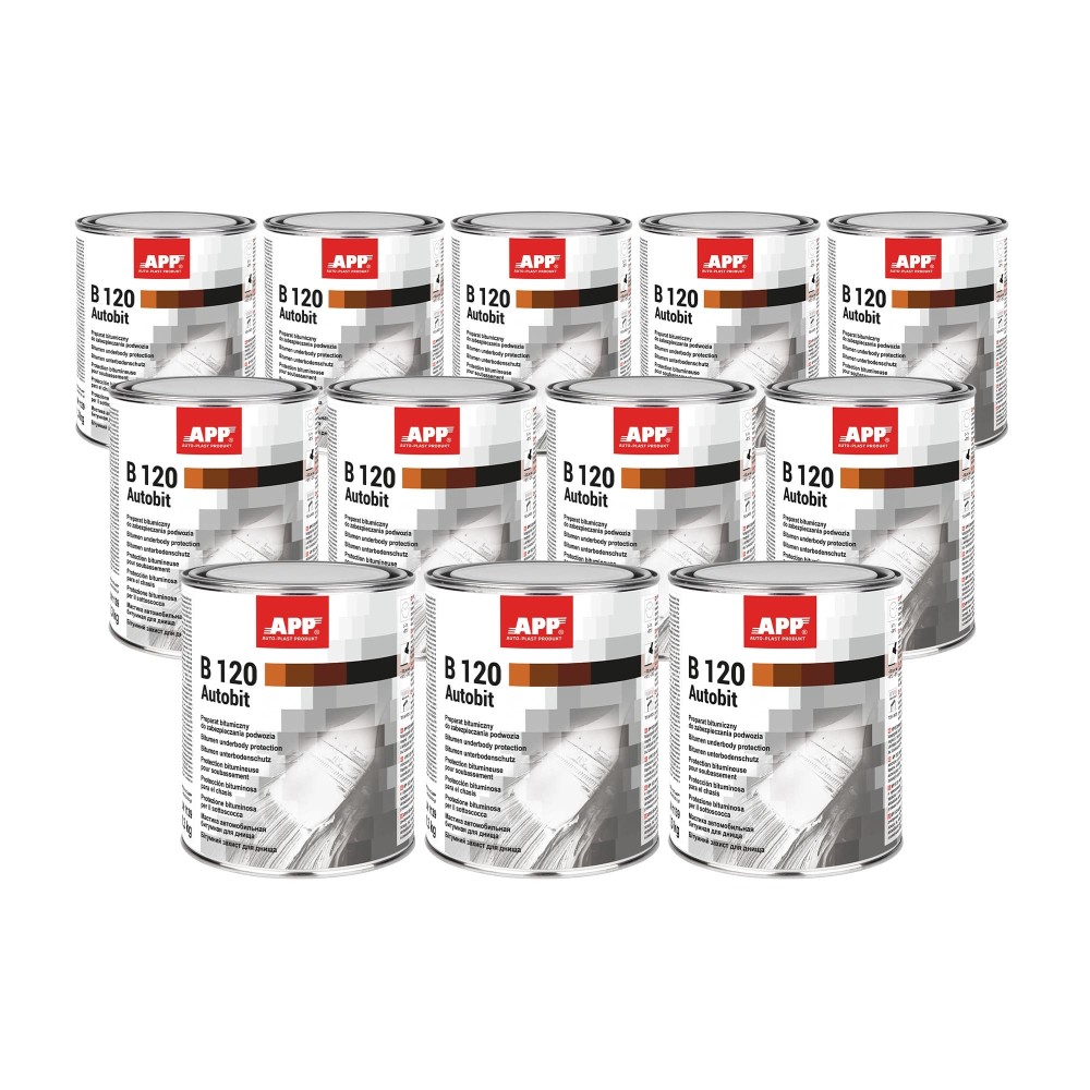 Lot de 12 Protection bitumineuse  APP B120 Autobit - Anticorrosion, insonorisante, au pinceau pour soubassements, 1,3 kg