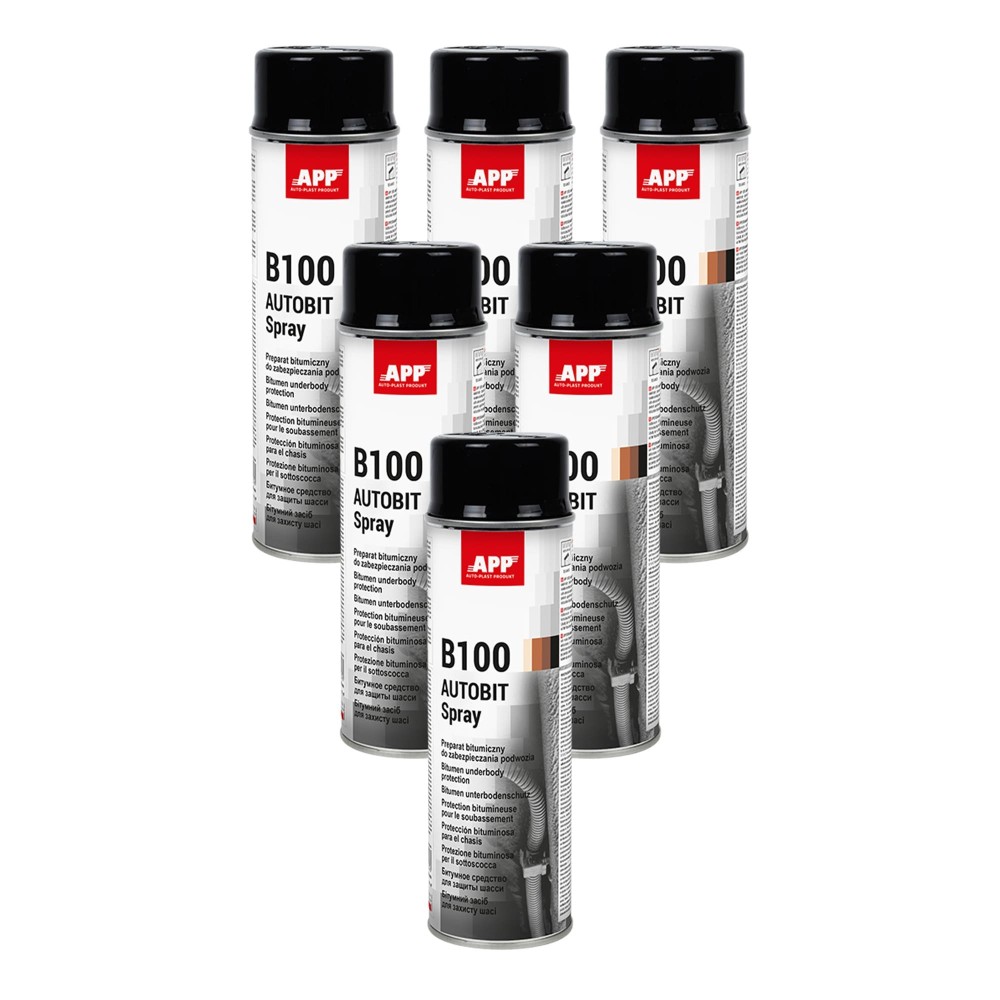 Lot de Protection bitumineuse en bombe noir APP B100 Autobit Spray - Réparation rapide, insonorisante, 500 ml