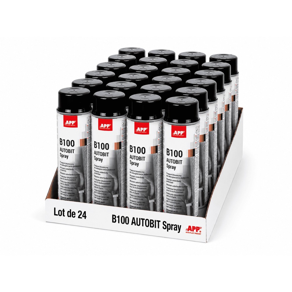 Lot de Protection bitumineuse en bombe noir APP B100 Autobit Spray - Réparation rapide, insonorisante, 500 ml