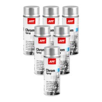 Lot de 6 Bombe de peinture argentée brillante chromée APP Chrom - Peinture acrylique, 400 ml