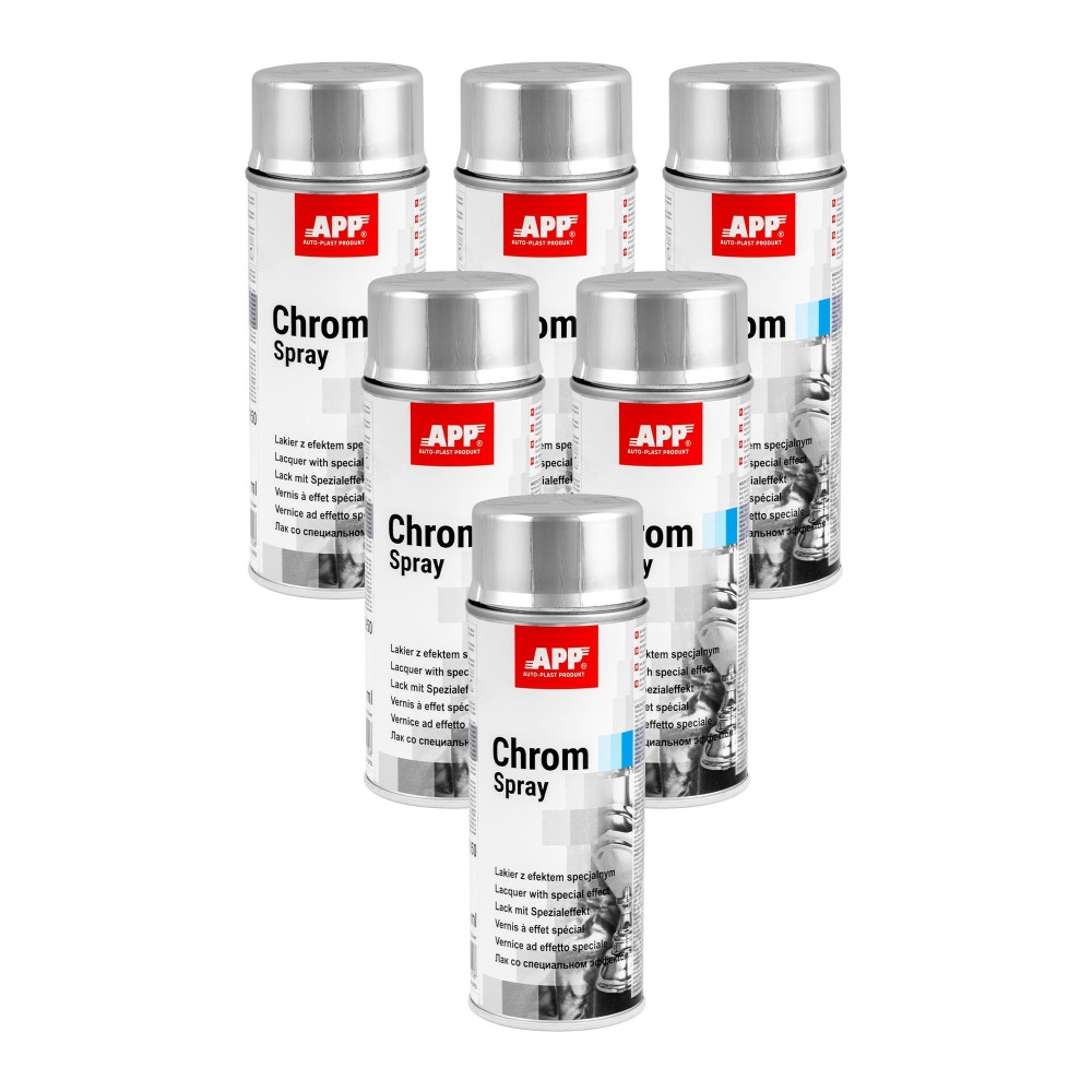 Lot de Bombe de peinture argentée brillante chromée APP Chrom - Peinture acrylique, 400 ml