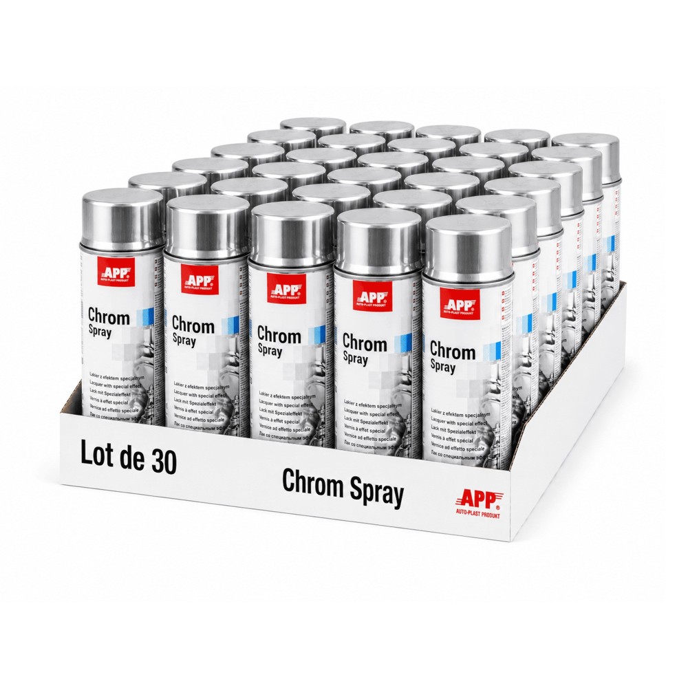 Lot de Bombe de peinture argentée brillante chromée APP Chrom - Peinture acrylique, 400 ml