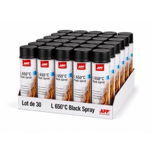 Lot de Peinture haute température noire en bombe APP L 650°C Black Spray - Résiste jusqu’à 650°C, sans primaire, 400 ml