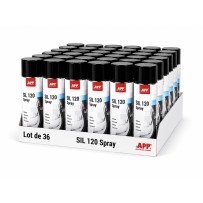 Lot de 36 Lubrifiant silicone en bombe APP SIL 120 - Antistatique, protège de l’humidité, 400 ml