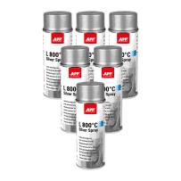 Lot de 6 Peinture haute température argentée en bombe APP L 800°C Silver - Résiste jusqu’à 800°C, 400 ml