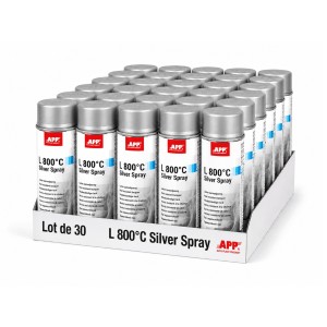 Lot de Peinture haute température argentée en bombe APP L 800°C Silver - Résiste jusqu’à 800°C, 400 ml