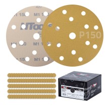 Set de disque abrasif auto-agrippant Ø150 mm NTools HMF 7 - 15 trous, anti-encrassement, boîte de 100