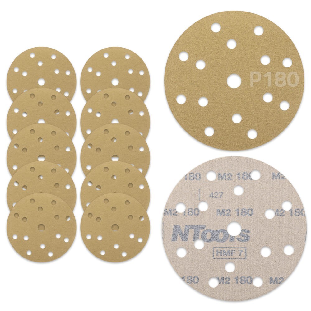 Disque abrasif auto-agrippant Ø150 mm NTools HMF 7 - 15 trous, anti-encrassement, lot de 10