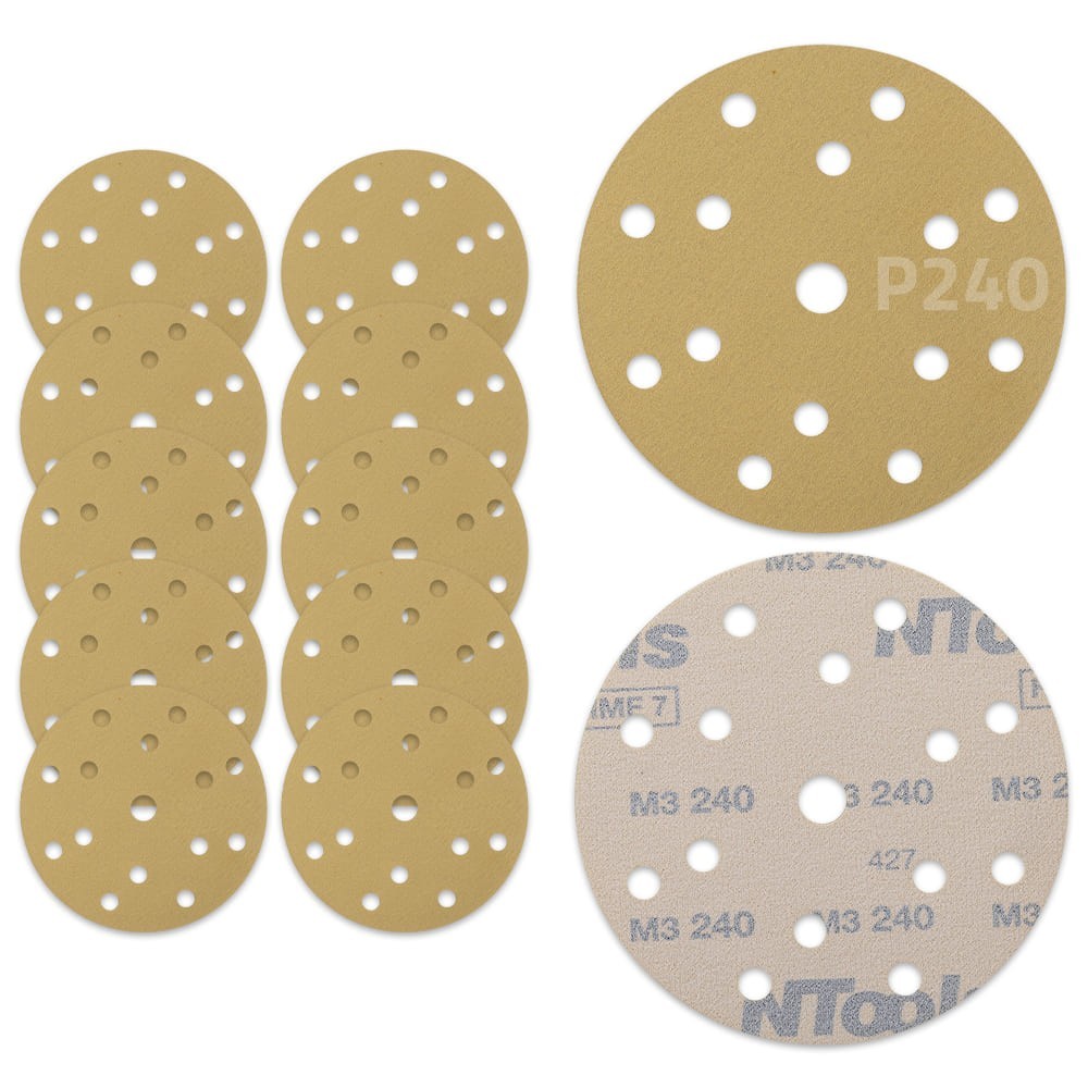 Disque abrasif auto-agrippant Ø150 mm NTools HMF 7 - 15 trous, anti-encrassement, lot de 10