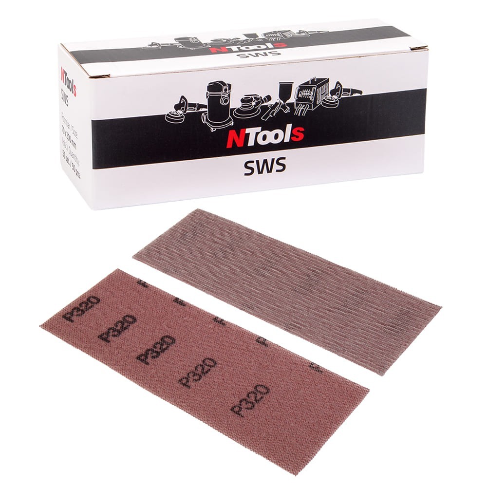 Bande abrasive en maille auto-agrippante NTools SWS - Grain agressif, 70 x 198 mm, 50 pièces