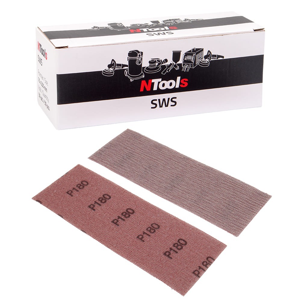 Bande abrasive en maille auto-agrippante NTools SWS - Grain agressif, 70 x 198 mm, 50 pièces
