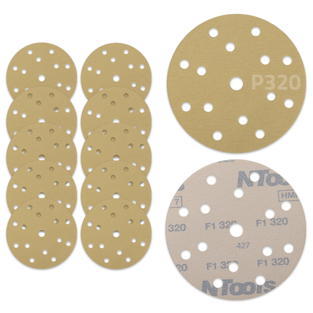 Disque abrasif auto-agrippant Ø150 mm NTools HMF 7 - 15 trous, anti-encrassement, lot de 10