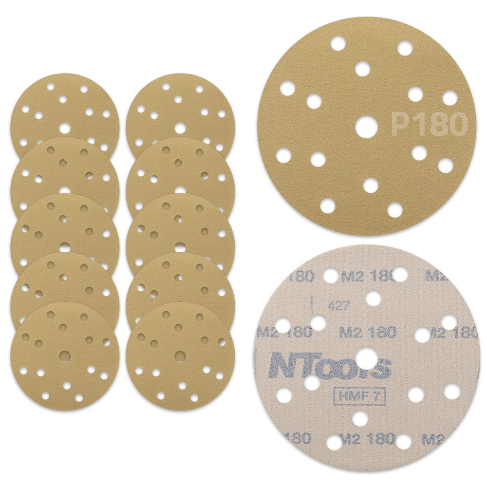 Disque abrasif auto-agrippant Ø150 mm NTools HMF 7 - 15 trous, anti-encrassement, lot de 10