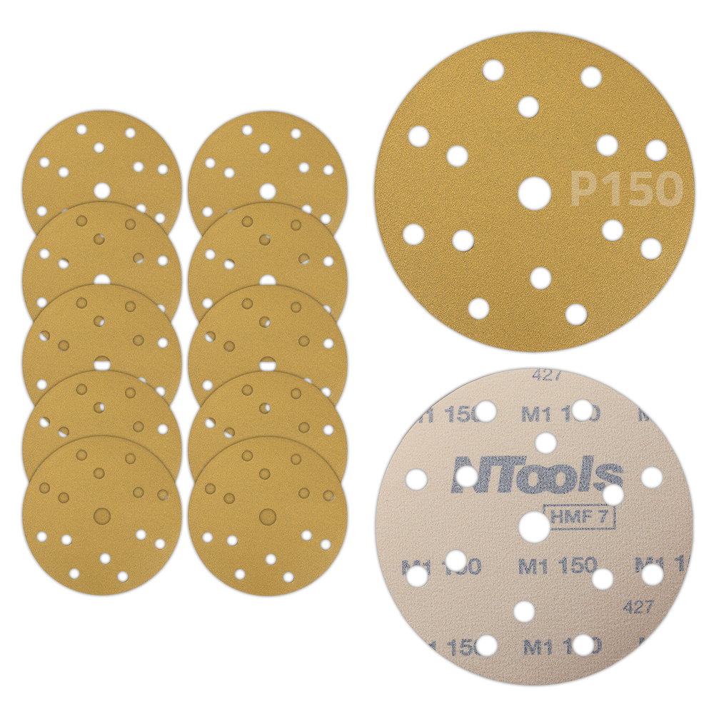 Disque abrasif auto-agrippant Ø150 mm NTools HMF 7 - 15 trous, anti-encrassement, lot de 10